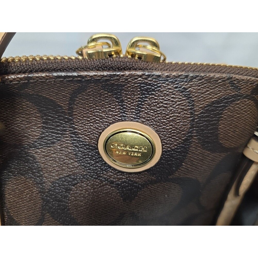 Coach Signature Peyton Cora Domed Satchel Bag Brown Coated Canvas F26184 - Picture 4 of 16